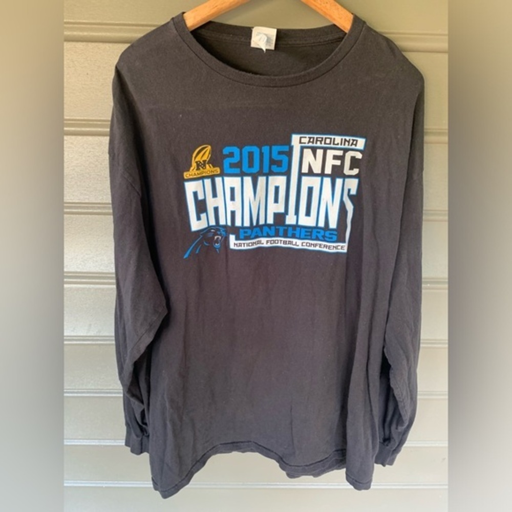 Mens 2XL 2015 NFL‎ Champions Carolina Panthers Long Sleeve Shirt